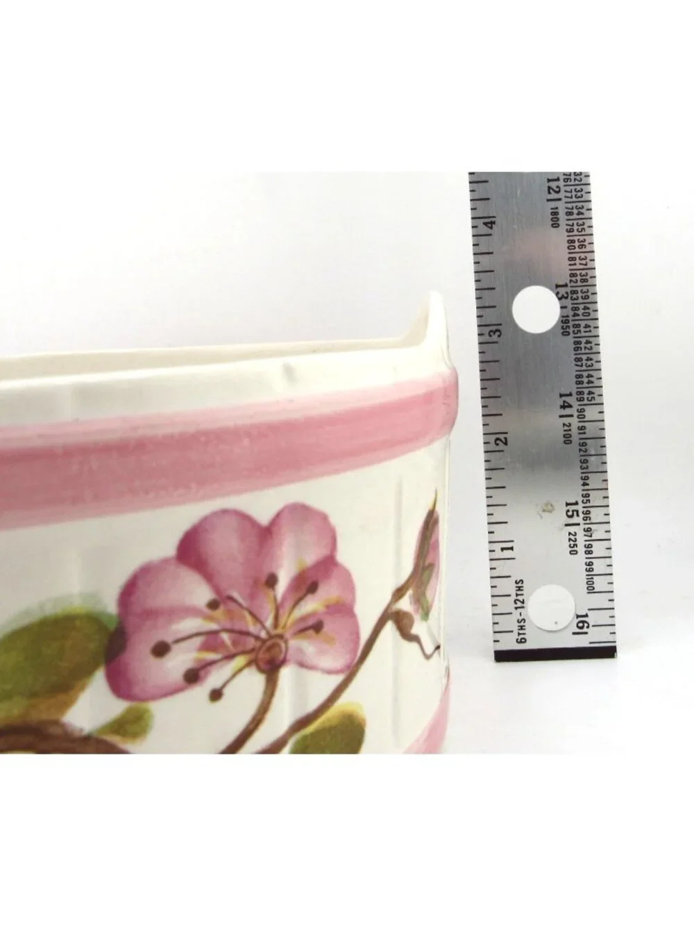 Vtg Hand Painted Floral Pottery Planter Vase Pot Portugal FTD Cottagecore